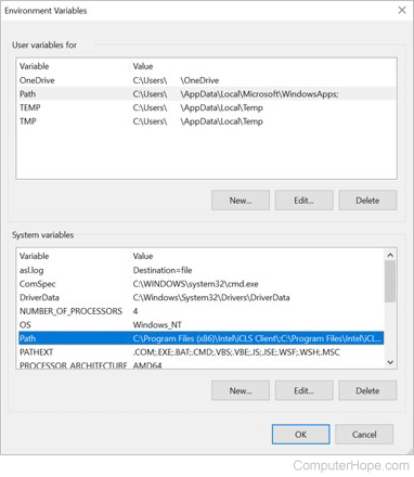 Environment variables