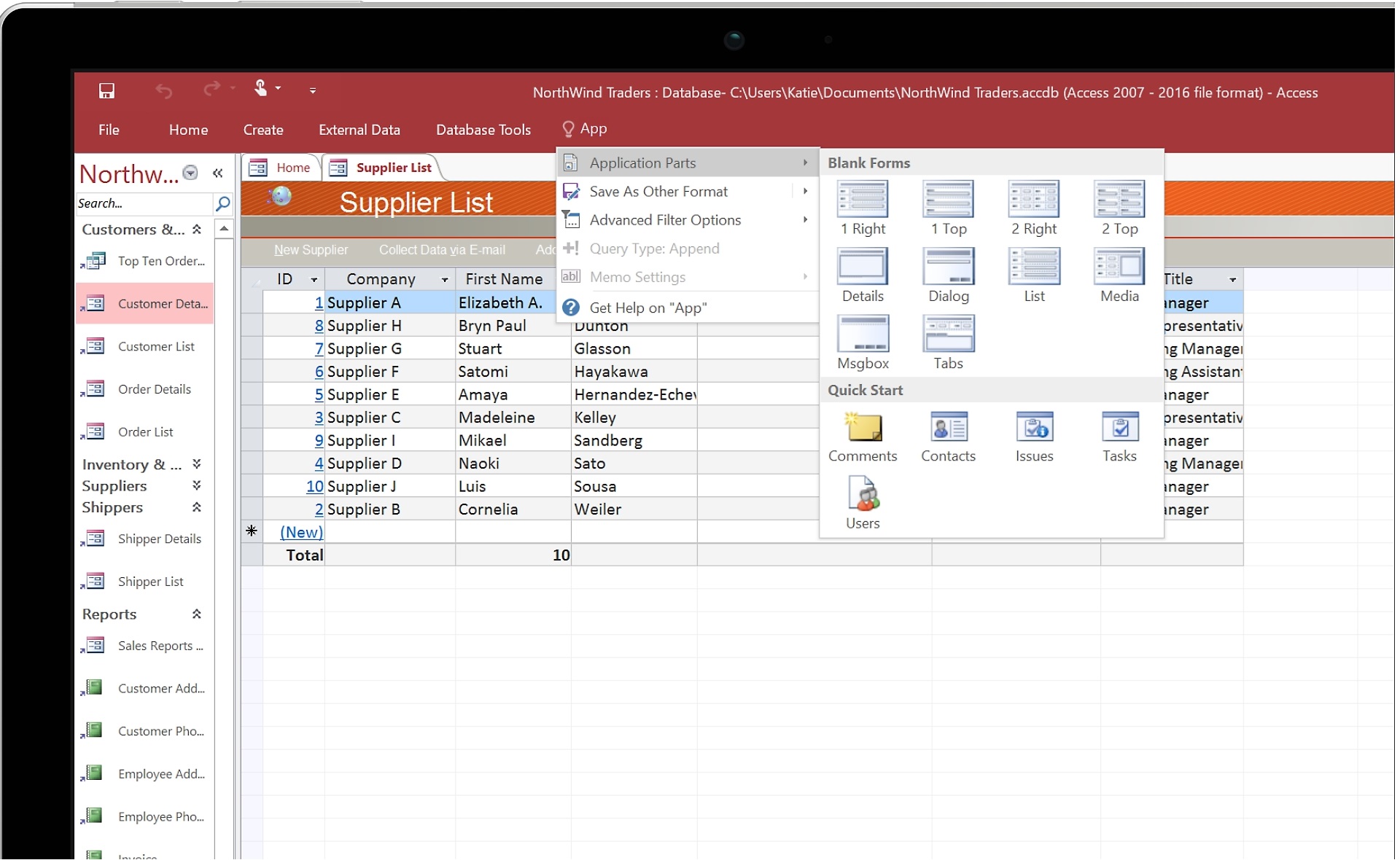 Image of Microsoft Access application software