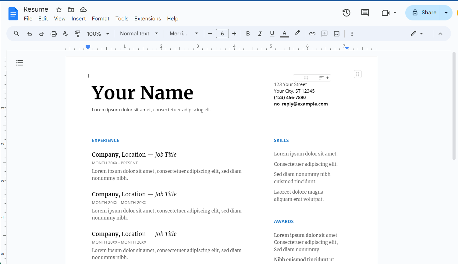 Image of Google Docs application software